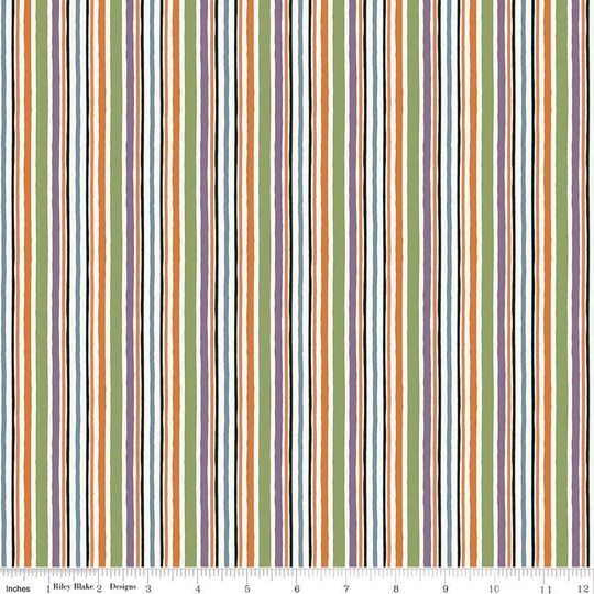 Fabric Riley Blake Multi Trick or Treat Stripes by the Quarter Yard C15965-MULTI